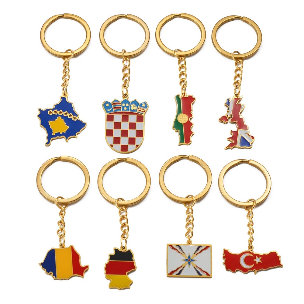 World Map Flag Keychain