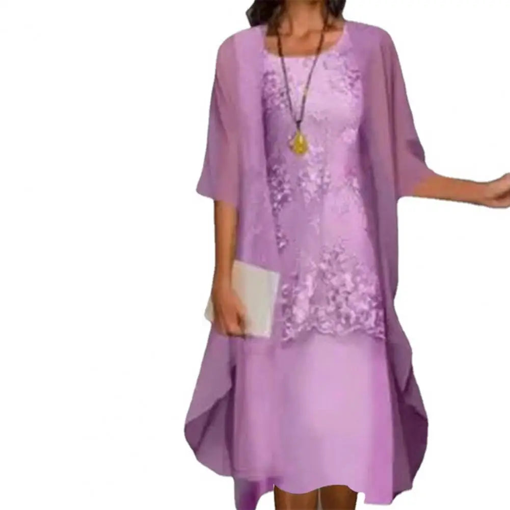 2pcs/Set Spring Summer Dress Women Formal Loose Cardigan Floral Print Large Hem Elegant Chiffon Dress Set Party
