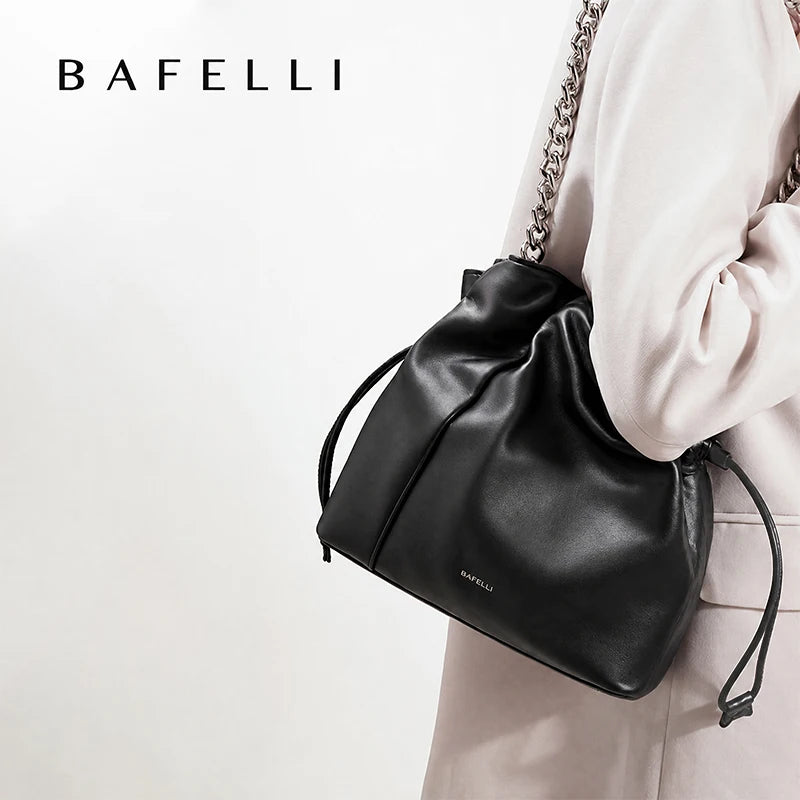 BAFELLI Leather Bucket Handbag and Shoulder Bag