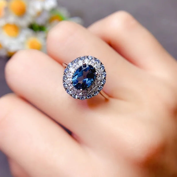 Women's Blue Topaz-Style Sterling Silver Ring