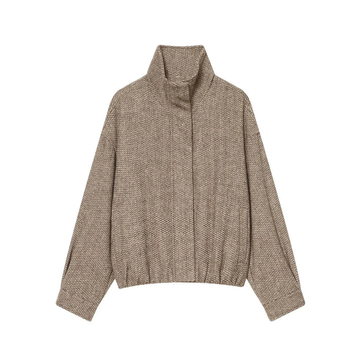 Women's Stand-Collar Jacket & Pleated Skirt Set