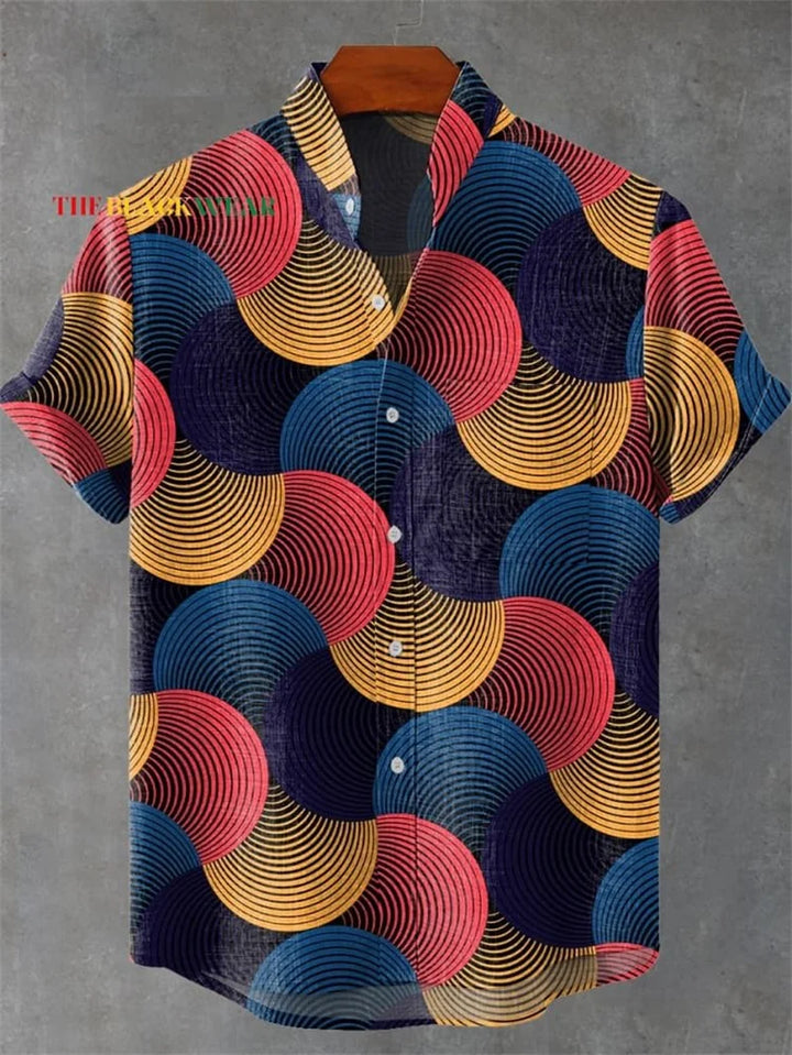Men's Linen-Blend Short-Sleeve Casual Shirt