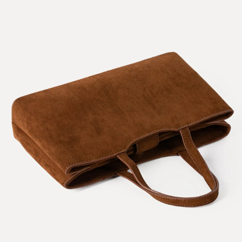Retro Suede Shoulder Tote Bag for Women
