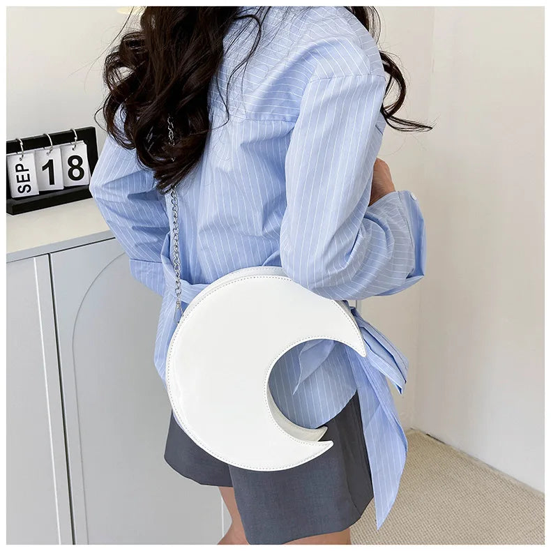 Women's Semi-Circular Crescent Shoulder and Crossbody Handbag