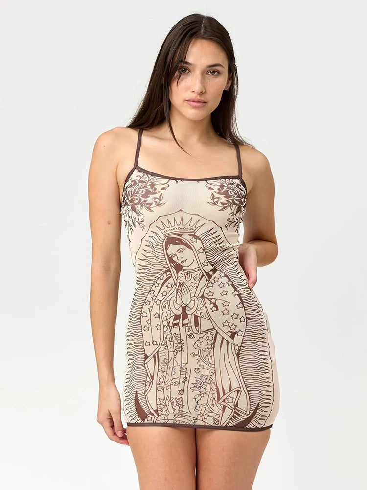 Women's Printed Short-Sleeve Midi Dress