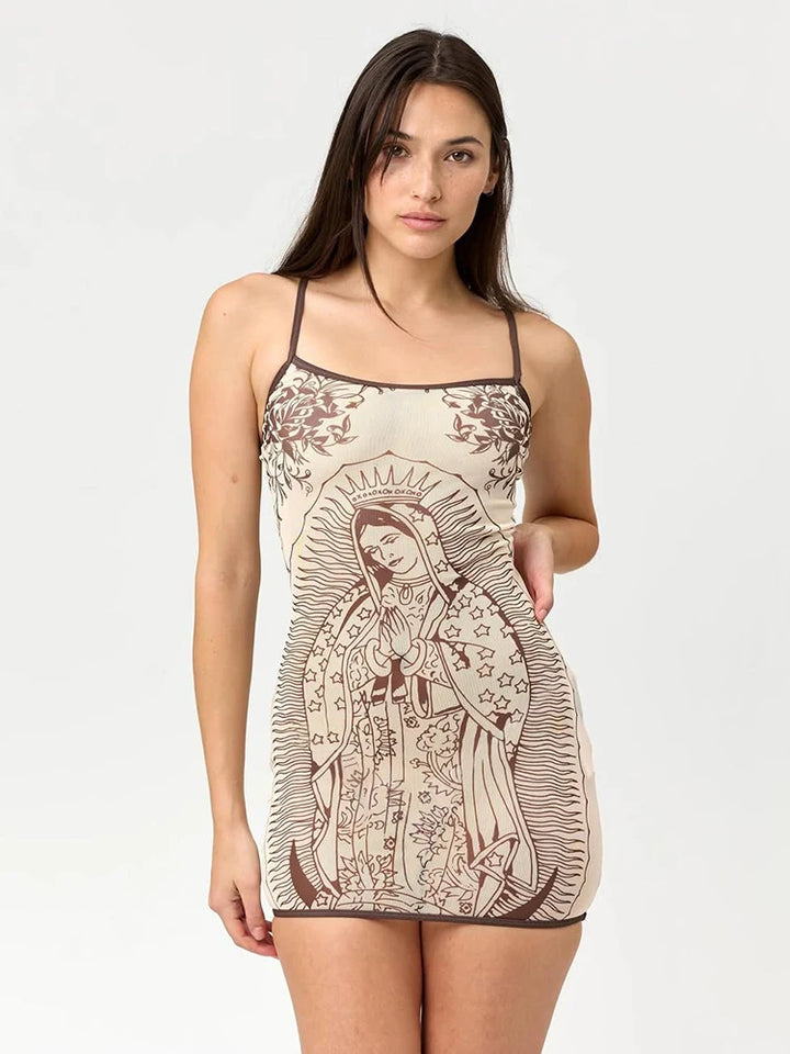 Women's Printed Short-Sleeve Midi Dress