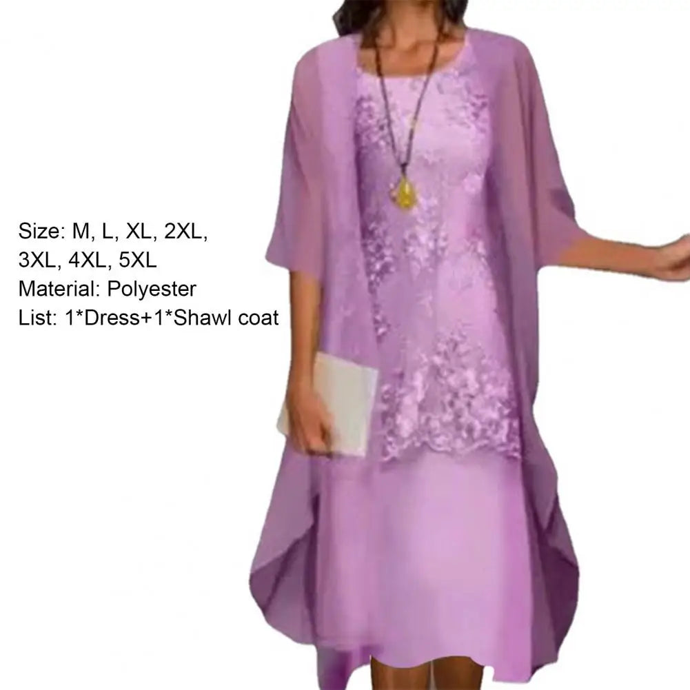 2pcs/Set Spring Summer Dress Women Formal Loose Cardigan Floral Print Large Hem Elegant Chiffon Dress Set Party