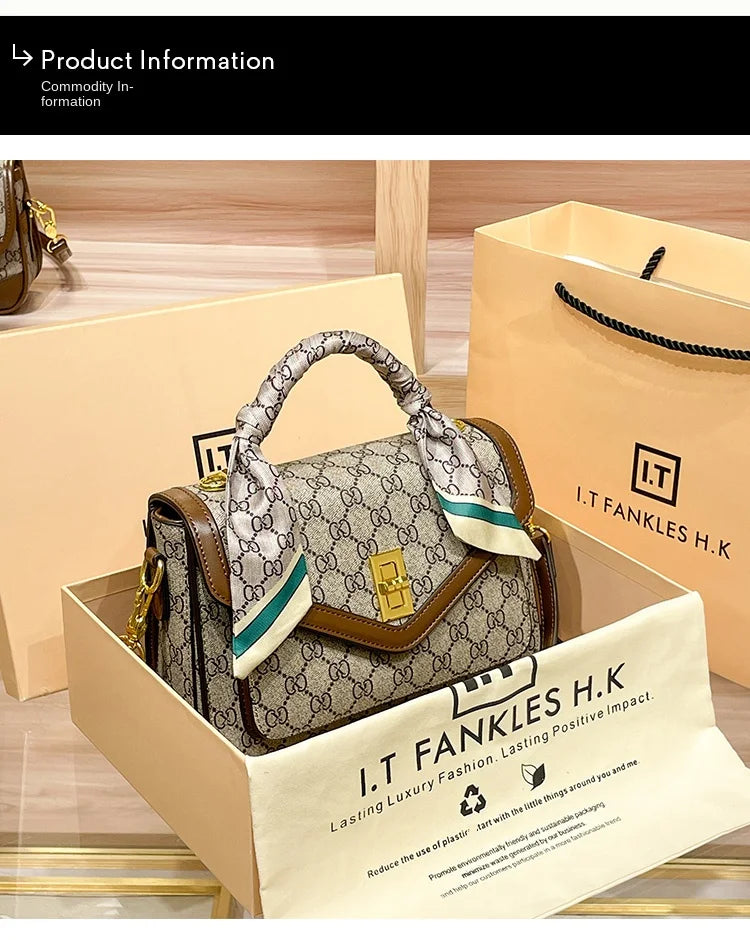 Color Blocked High-End Handbag and Crossbody Shoulder Bag
