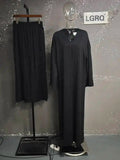 LGRQ Women's 3-Piece Set: Strapless Vest, Long Cardigan and Wide-Leg Pants