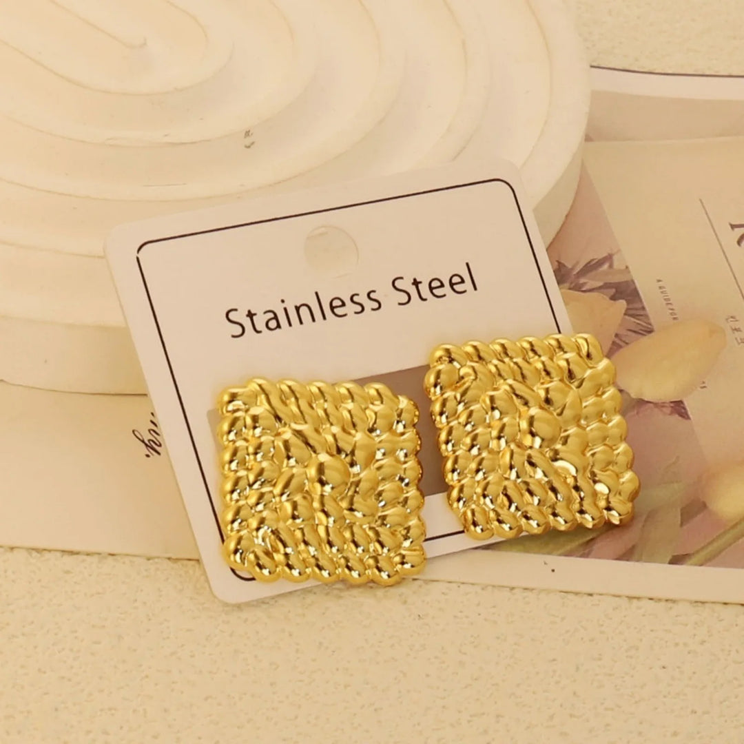 Gold-Plated Geometric Stud Earrings