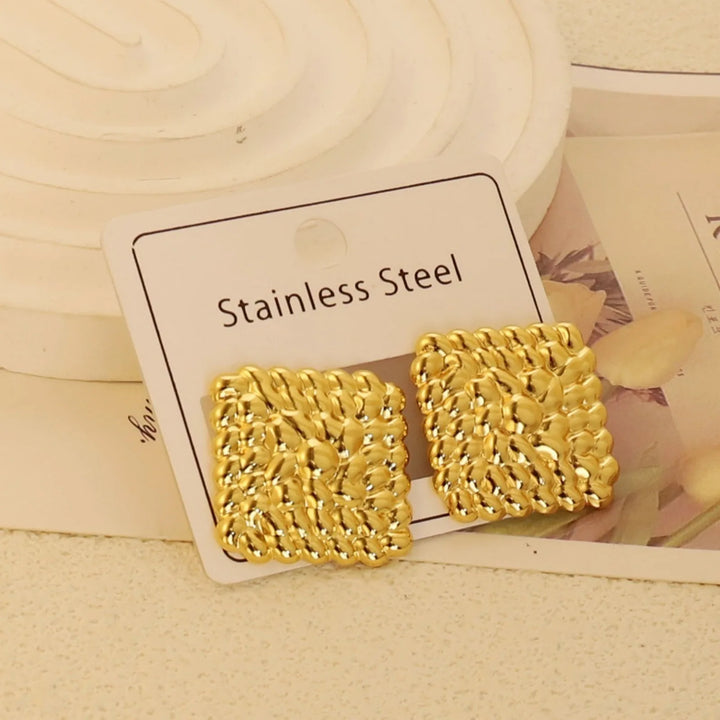 Gold-Plated Geometric Stud Earrings