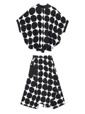 EAM Women's Big Size Dot Shirt and Wide Leg Pants Two-Piece Suit