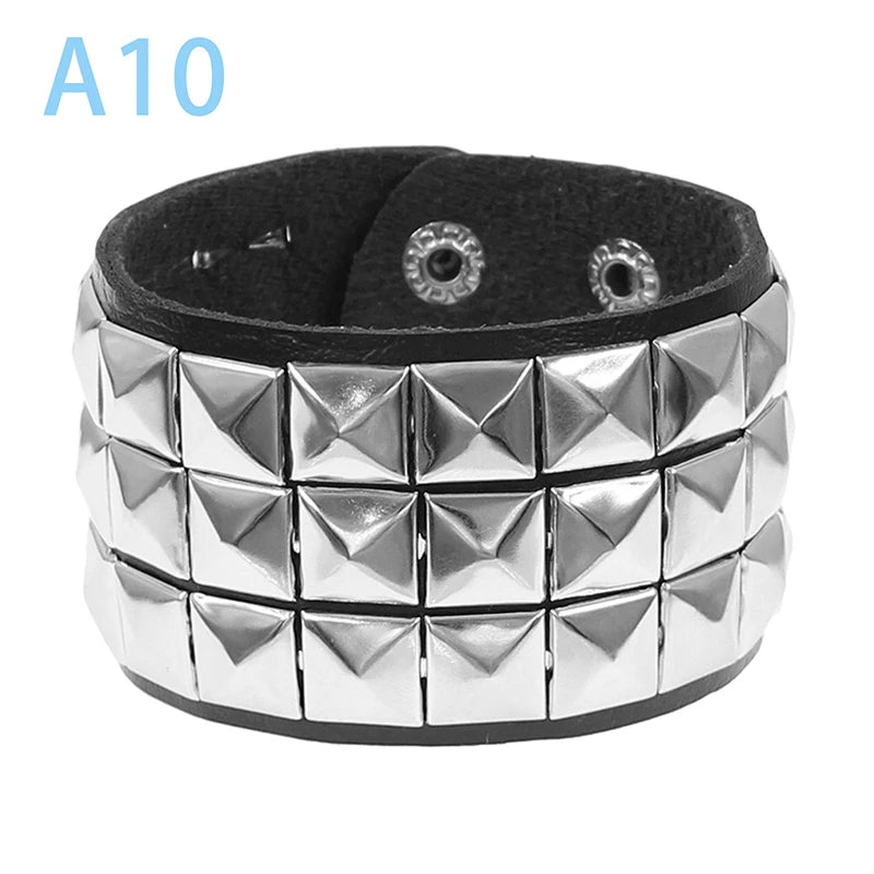 Punk Spike PU Leather Bracelet
