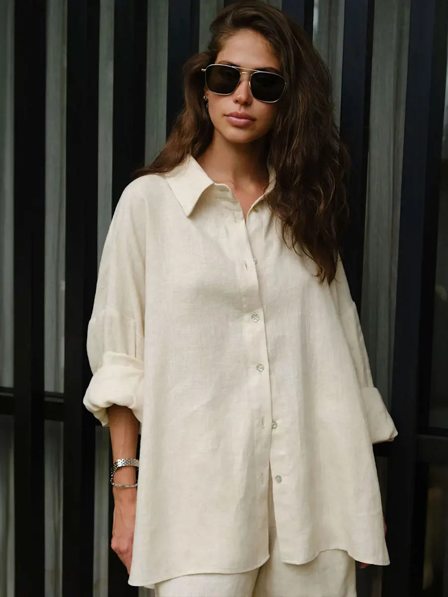 Bornladies 100% Cotton Lantern Sleeve Shirt and Shorts 2-Piece Set