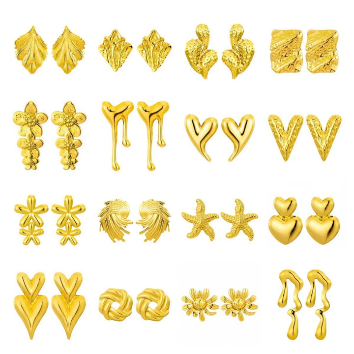Gold-Plated Geometric Stud Earrings