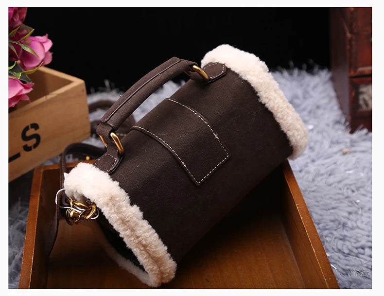 Designer Plush Small Square Crossbody Handbag