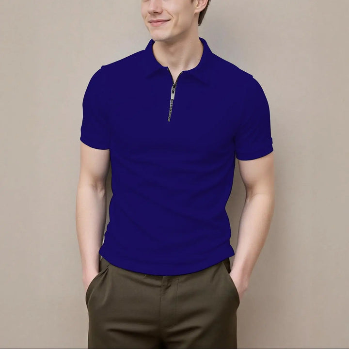 Men's Zip-Front Short-Sleeve Polo Shirt