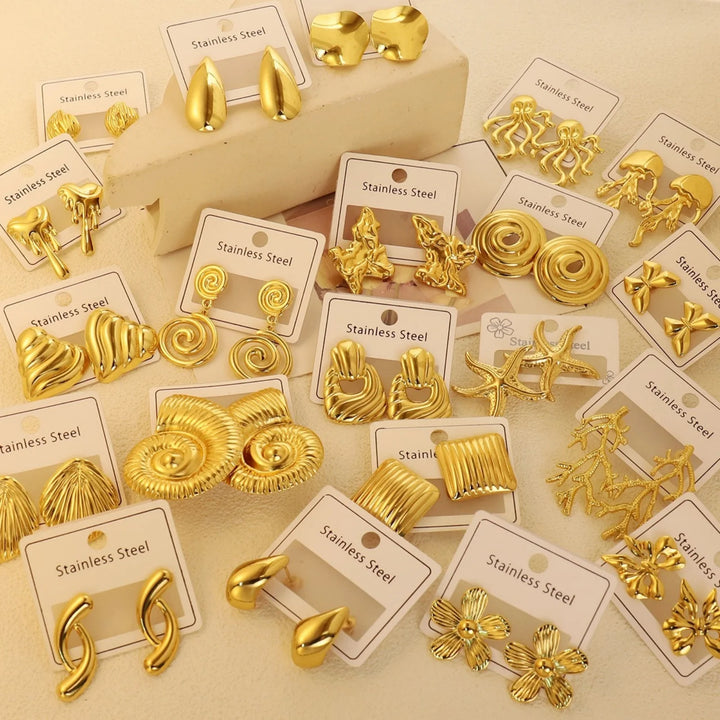 Gold-Plated Geometric Stud Earrings