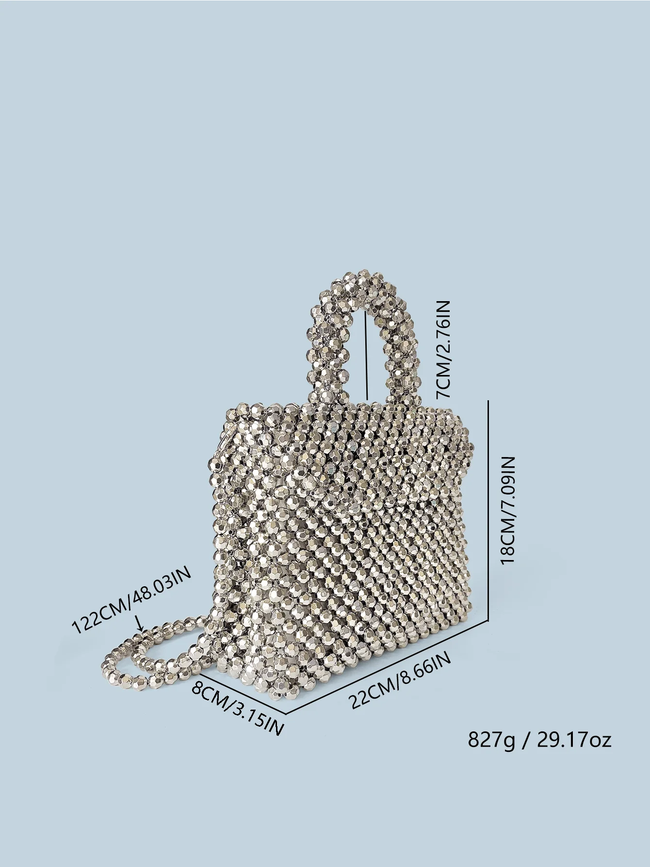 Handmade Silver Woven Bead Dinner Bag