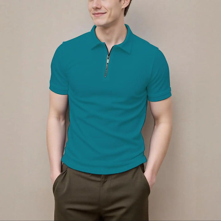Men's Zip-Front Short-Sleeve Polo Shirt