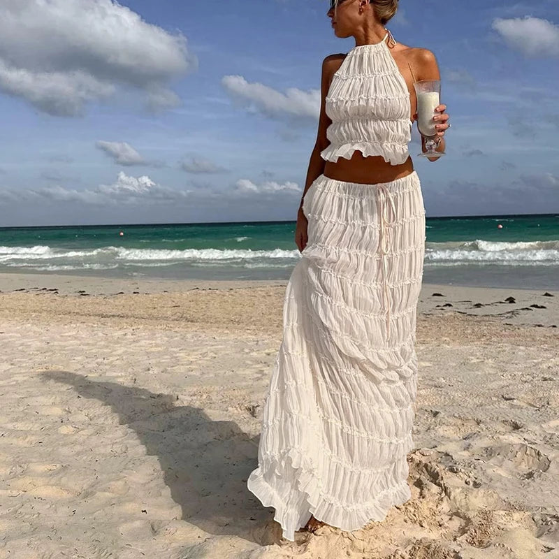 Women's Boho Backless Two-Piece Set