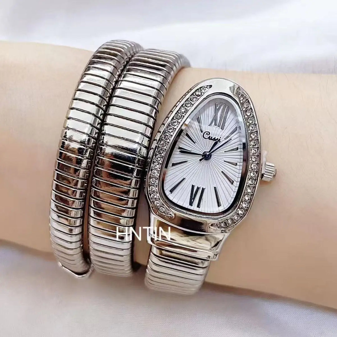 Women's Snake Bracelet Watch – Roman Numeral Quartz