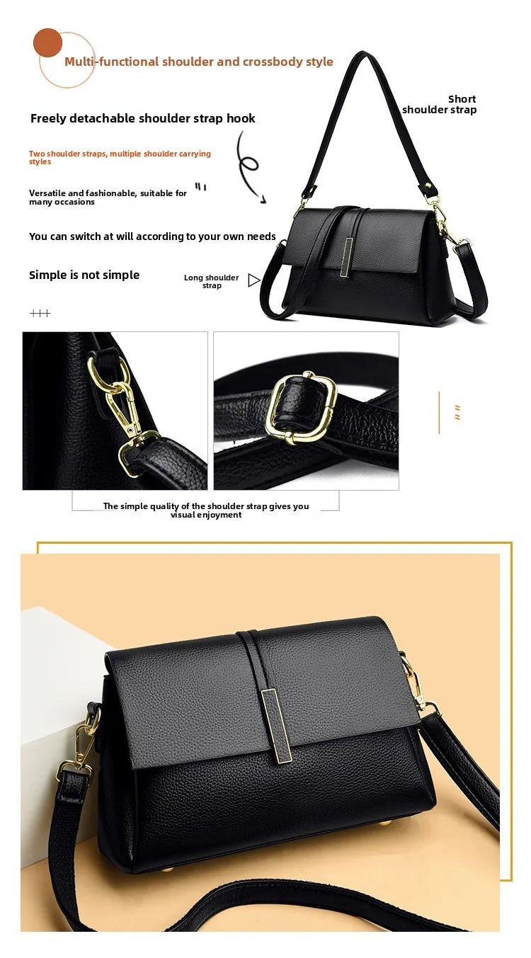 Women's Soft Real Leather Horizontal Crossbody Bag