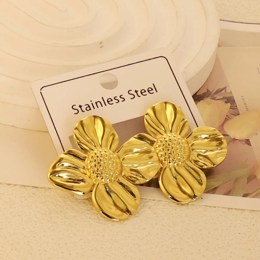 Gold-Plated Geometric Stud Earrings