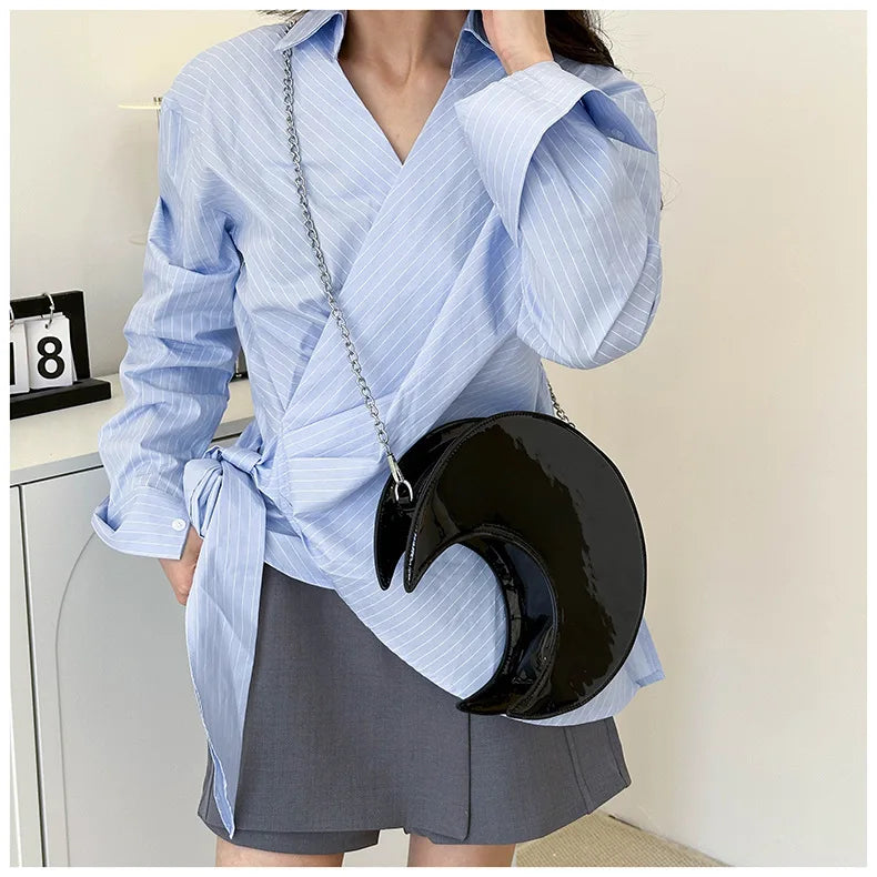 Women's Semi-Circular Crescent Shoulder and Crossbody Handbag
