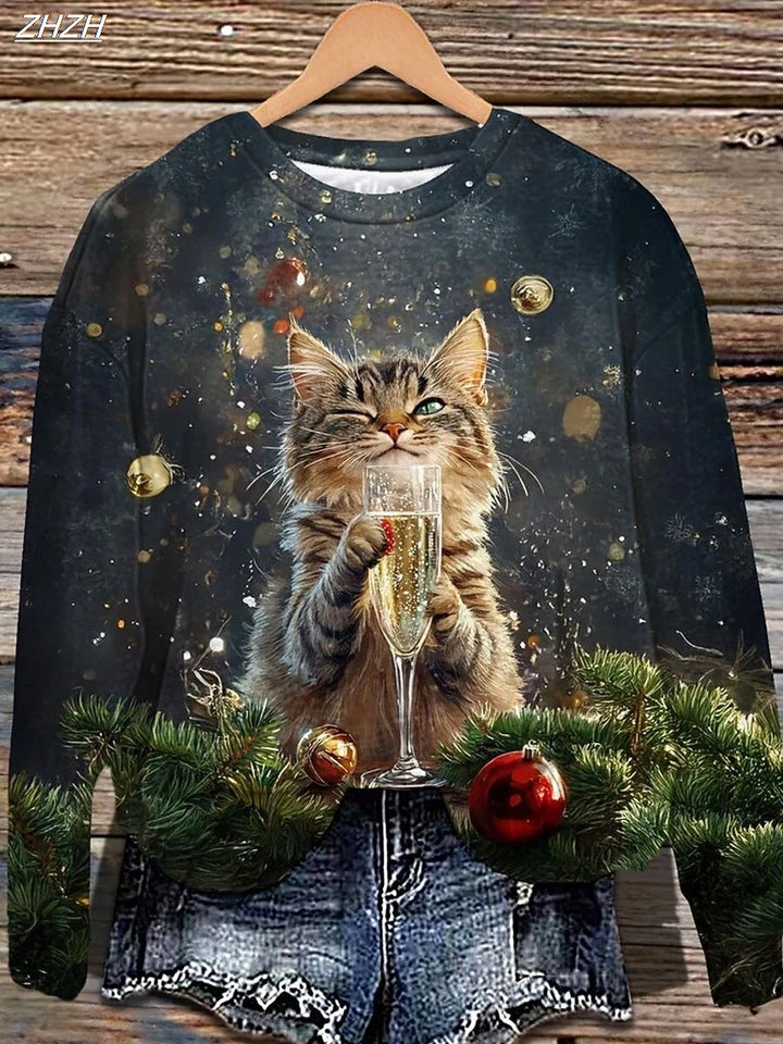 Women's Printed Crew-Neck Sweatshirt