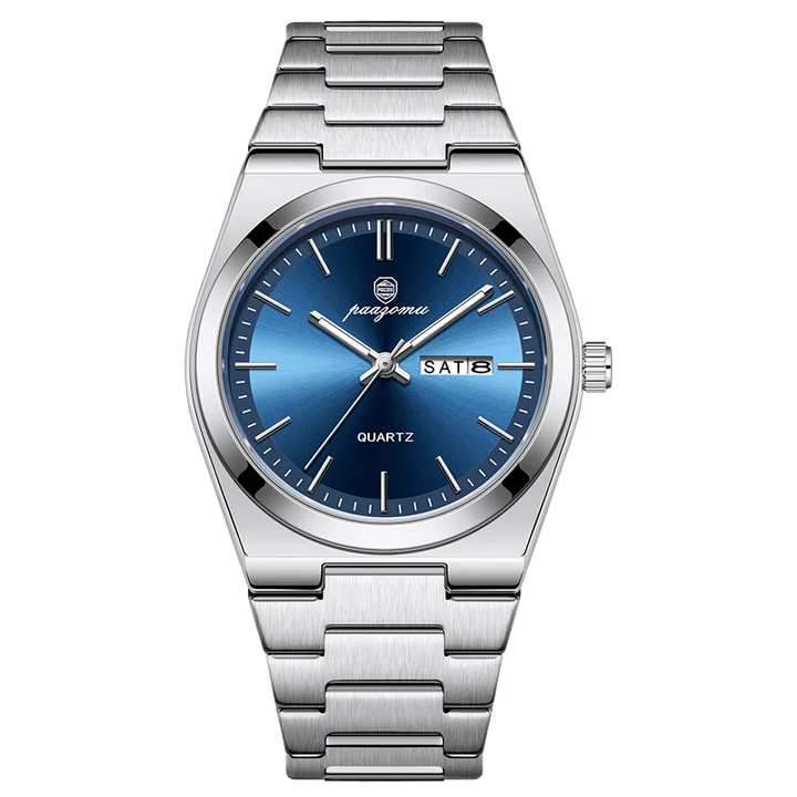 PAAZOMU Luxury Sport Quartz Man Wristwatch Waterproof Luminous Date Week Men Watches Stainless Steel Men's Watch Male Reloj+box
