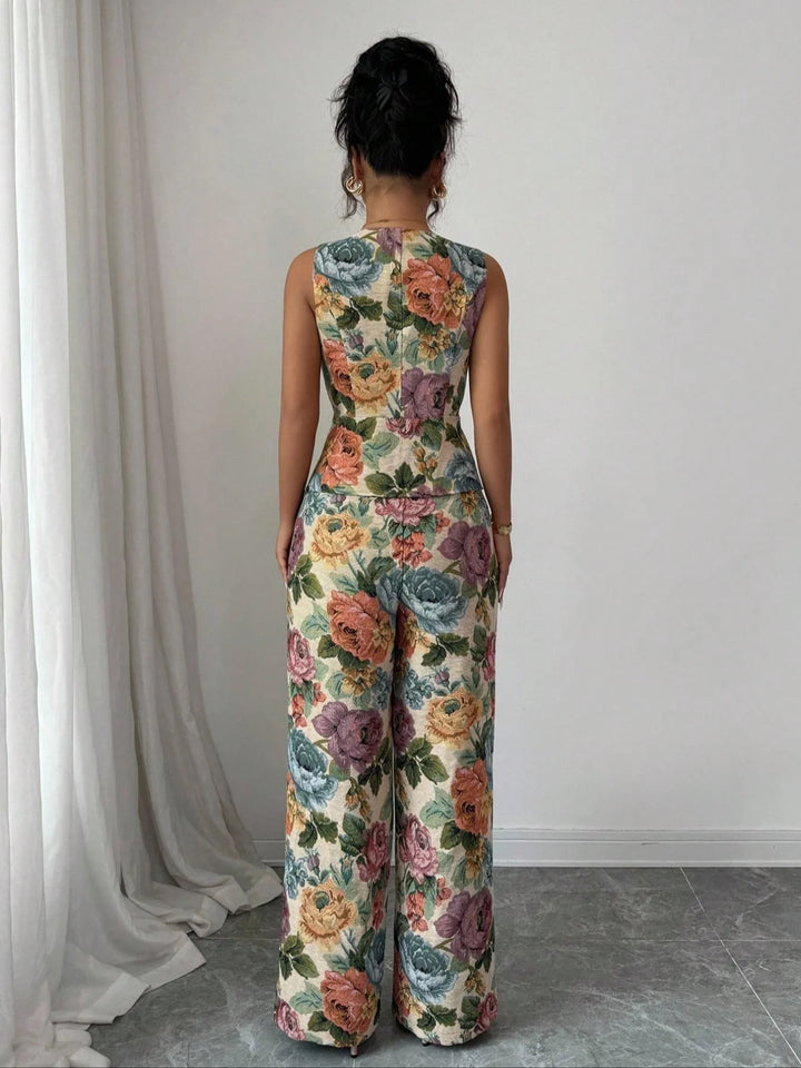 Sleeveless Floral Two-Piece Set