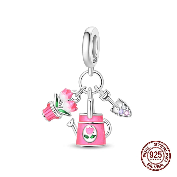 925 Sterling Silver Floral Bouquet Charm