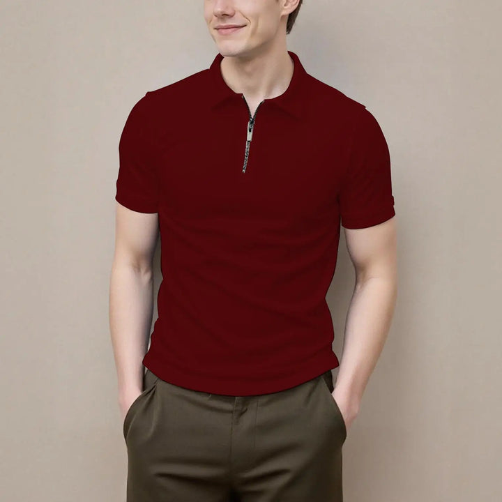 Men's Zip-Front Short-Sleeve Polo Shirt