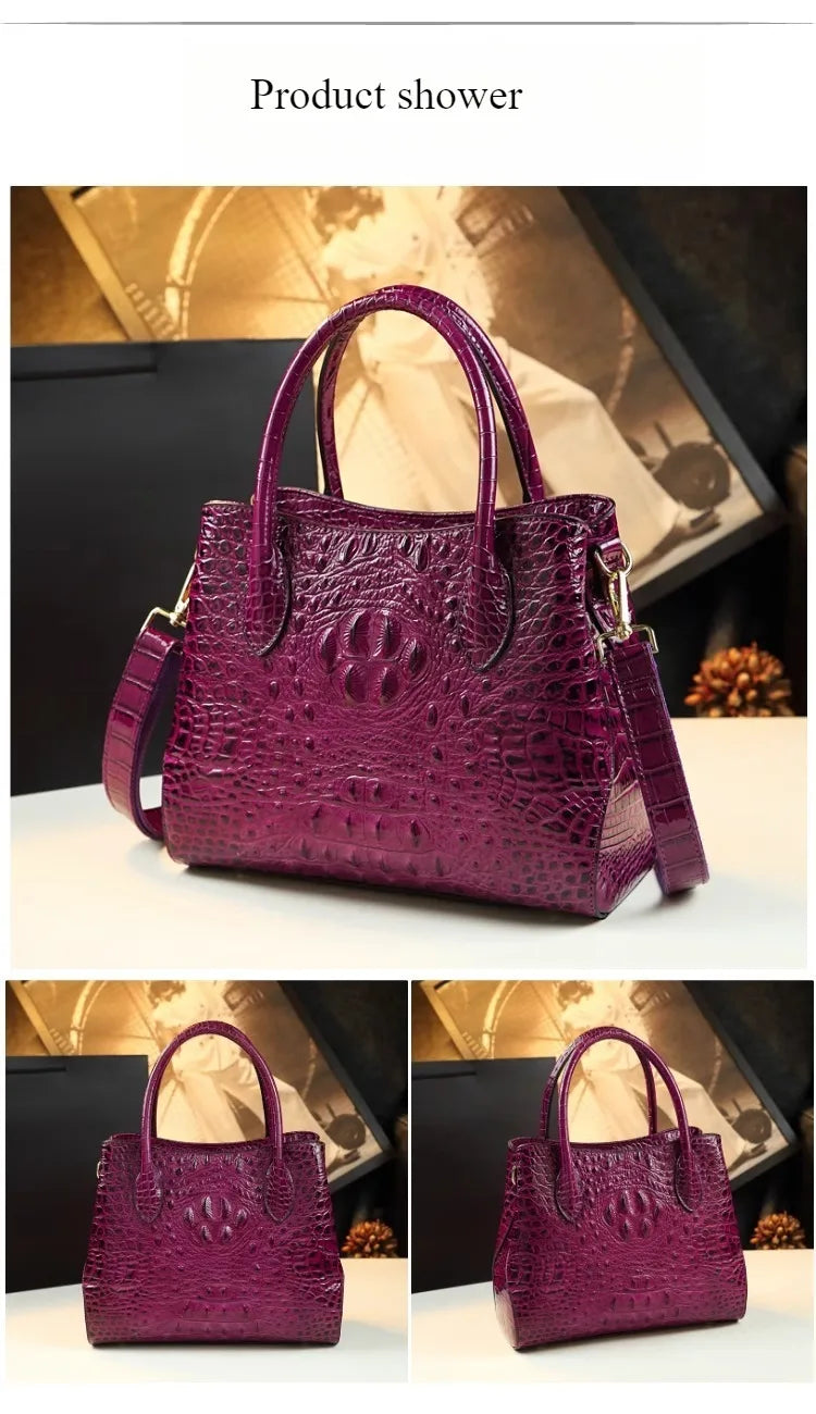 Crocodile Pattern Large Capacity Handheld Shoulder Bag