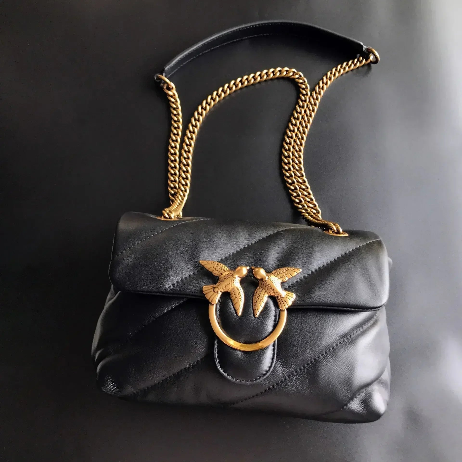 Genuine Leather Swallow Chain Crossbody Bag