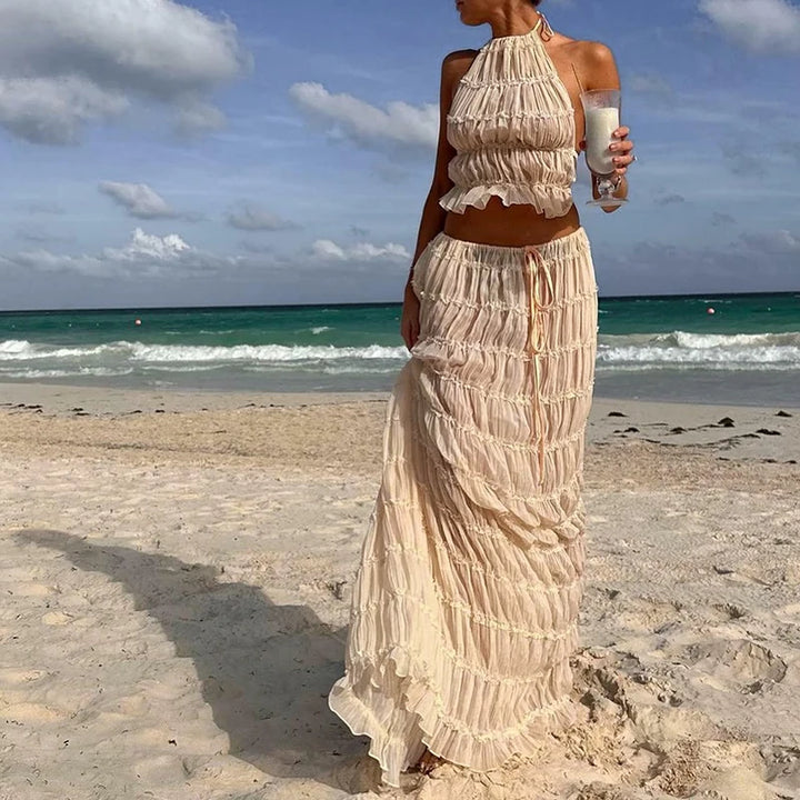 Women's Boho Backless Two-Piece Set