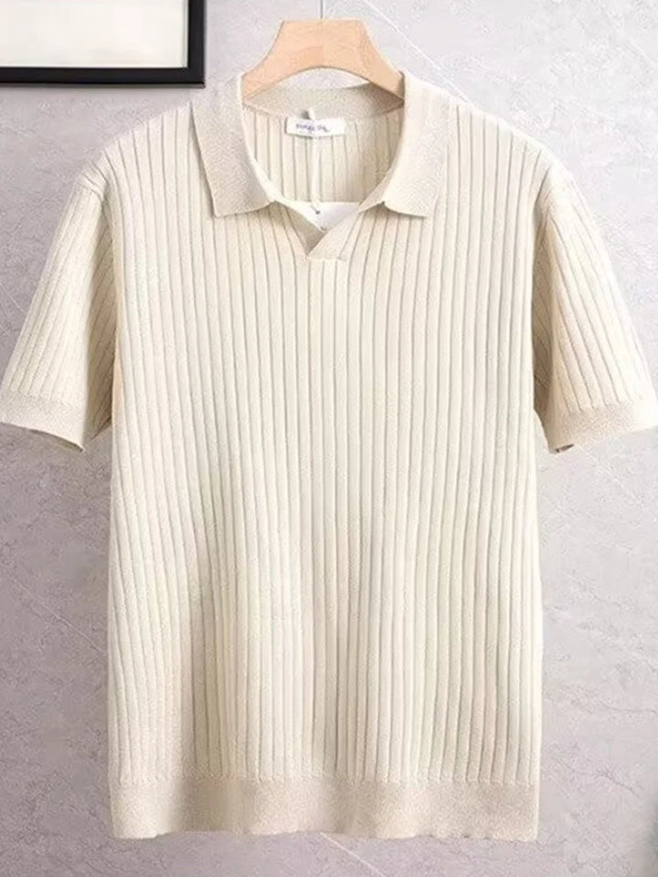 Men's Breathable Knit Polo Shirt – Short Sleeve