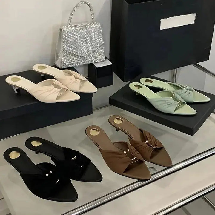 Women's Pointed-Toe Low-Heel Slip-On Sandals