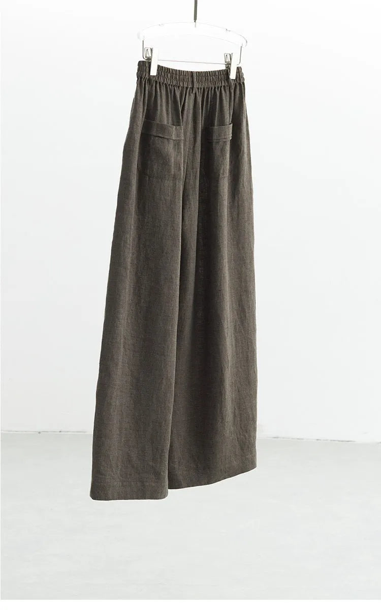 Women's Plus Size Loose Ramie Linen Elastic Waist Casual Pants