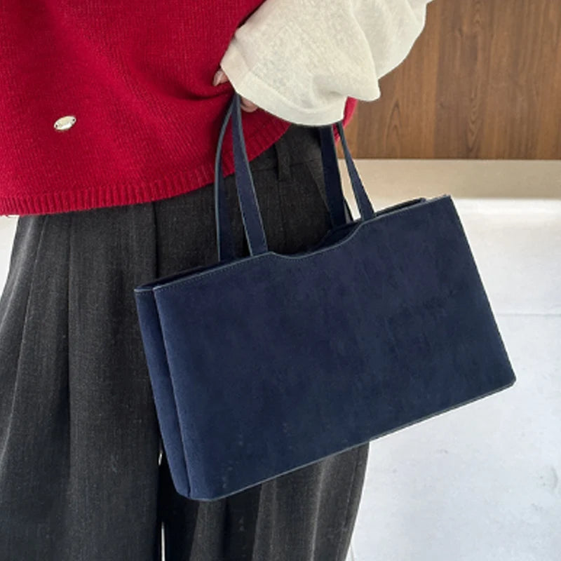 Retro Suede Shoulder Tote Bag for Women