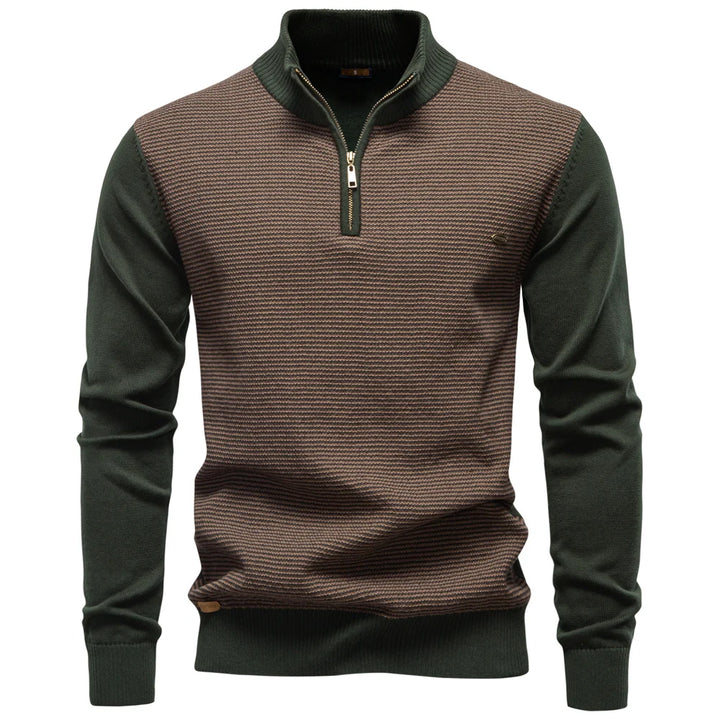 Men's Striped Mock-Neck Knit Sweater