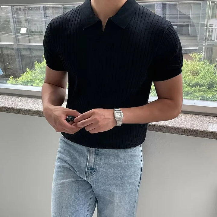 Men's Breathable Knit Polo Shirt – Short Sleeve
