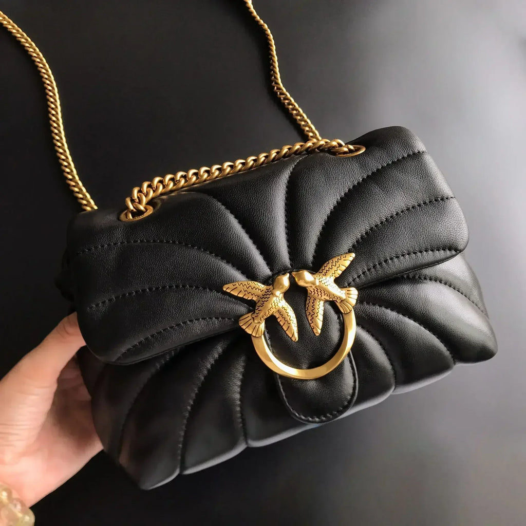 Genuine Leather Swallow Chain Crossbody Bag