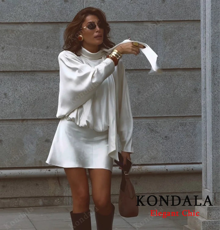 Women's Satin Scarf-Collar Party Dress