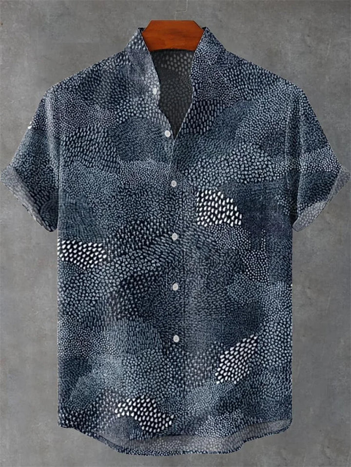 Men's Linen-Blend Short-Sleeve Casual Shirt
